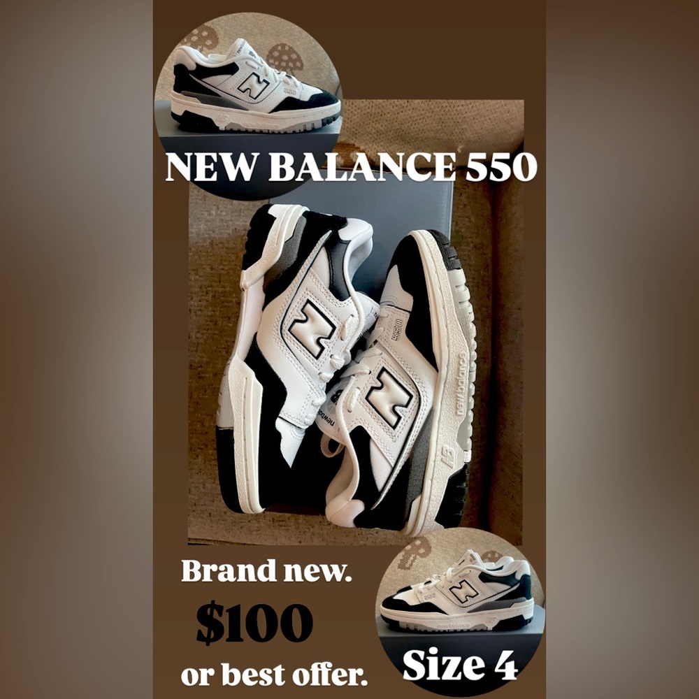 New Balance 550 Kids Sneakers - Black and White